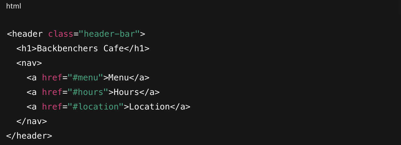 Header and navigation styling example